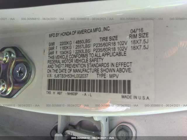 Photo 8 VIN: 5J8TB3H53HL002037 - ACURA RDX 