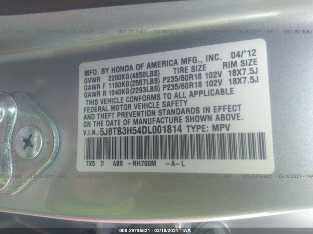 Photo 8 VIN: 5J8TB3H54DL001814 - ACURA RDX 