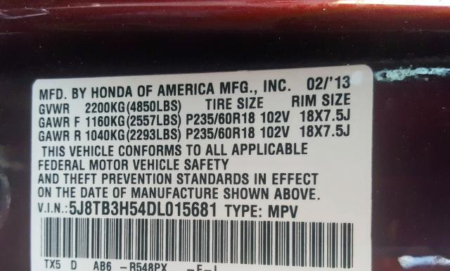 Photo 9 VIN: 5J8TB3H54DL015681 - ACURA RDX 