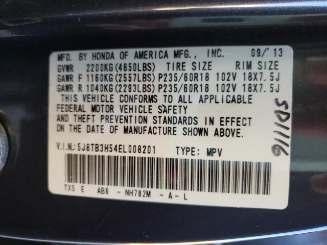 Photo 9 VIN: 5J8TB3H54EL008201 - ACURA RDX TECHNO 