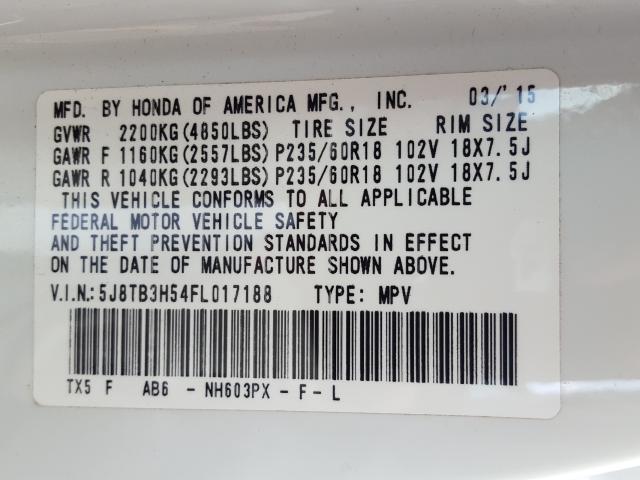 Photo 9 VIN: 5J8TB3H54FL017188 - ACURA RDX TECHNO 