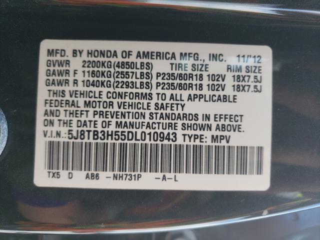 Photo 9 VIN: 5J8TB3H55DL010943 - ACURA RDX TECHNO 