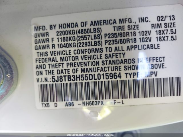 Photo 8 VIN: 5J8TB3H55DL015964 - ACURA RDX 