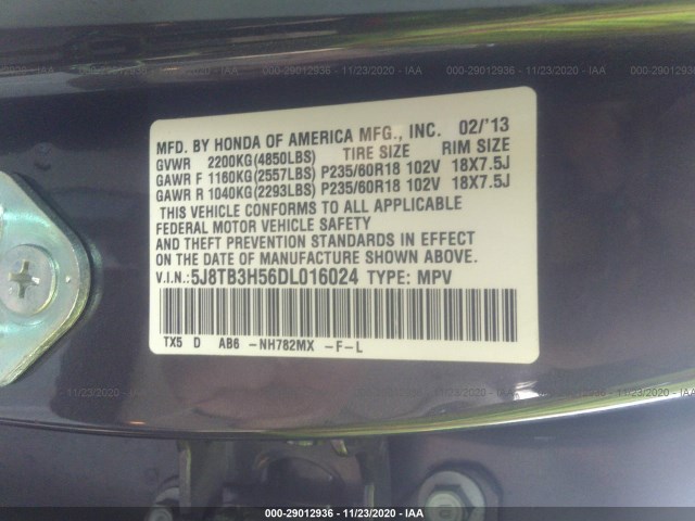 Photo 8 VIN: 5J8TB3H56DL016024 - ACURA RDX 