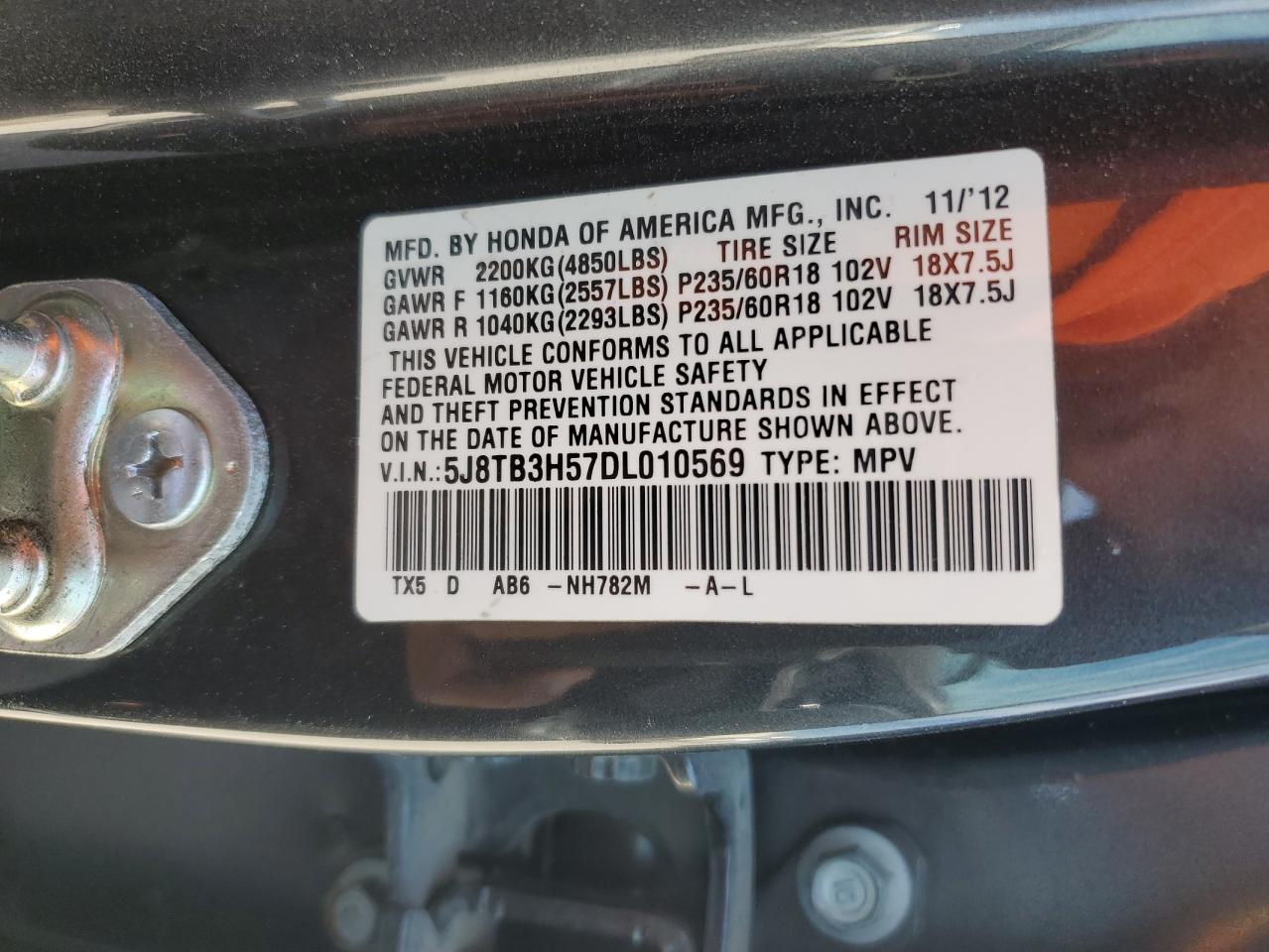 Photo 11 VIN: 5J8TB3H57DL010569 - ACURA RDX 