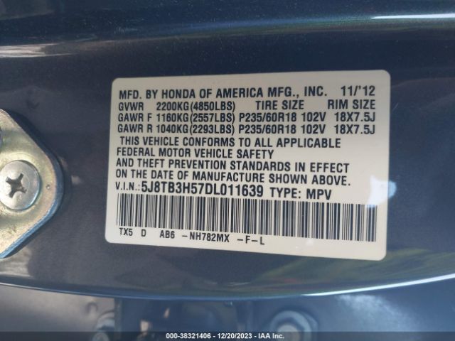 Photo 8 VIN: 5J8TB3H57DL011639 - ACURA RDX 