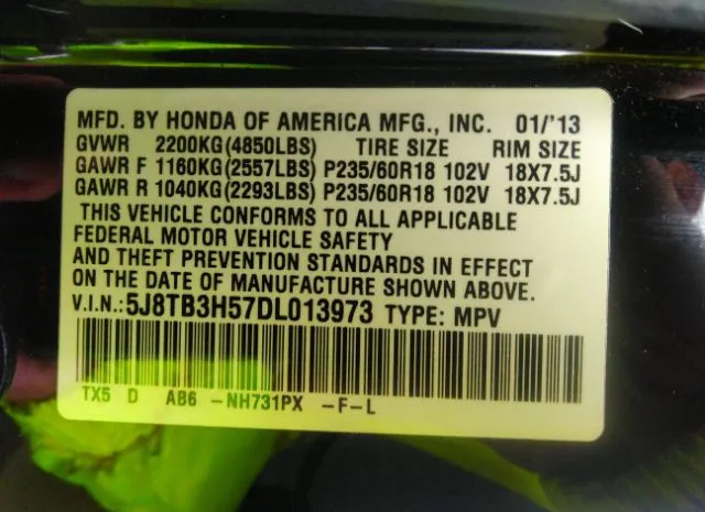 Photo 8 VIN: 5J8TB3H57DL013973 - ACURA RDX 