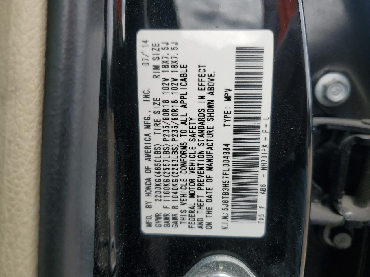 Photo 13 VIN: 5J8TB3H57FL004984 - ACURA RDX 