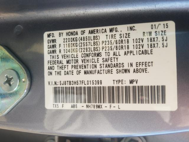 Photo 9 VIN: 5J8TB3H57FL015399 - ACURA RDX TECHNO 