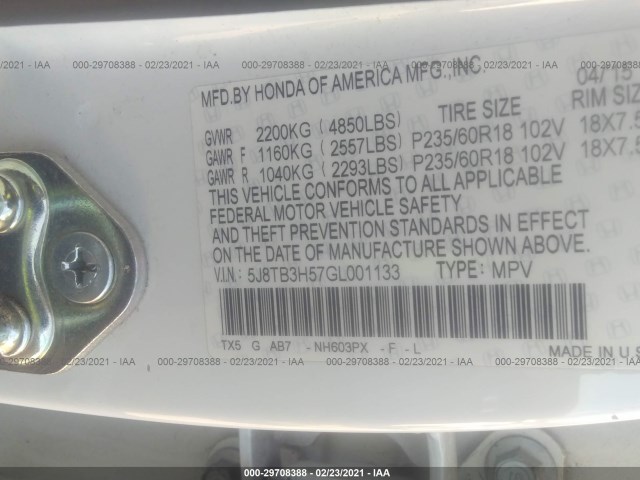 Photo 8 VIN: 5J8TB3H57GL001133 - ACURA RDX 