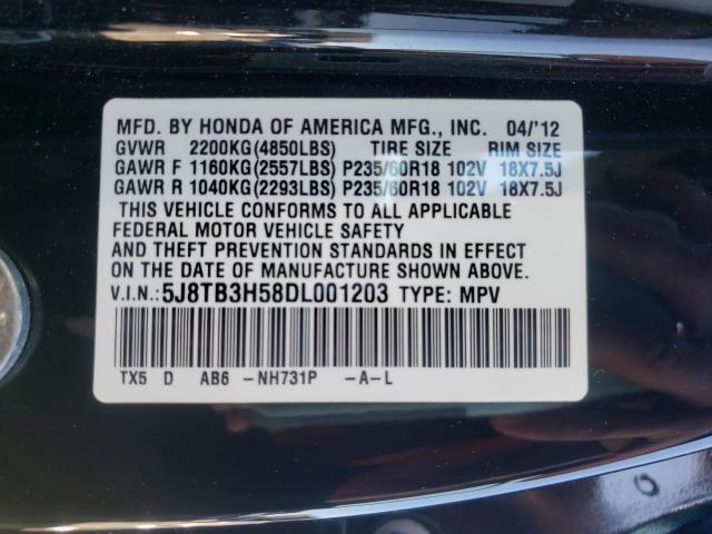 Photo 9 VIN: 5J8TB3H58DL001203 - ACURA RDX TECHNO 