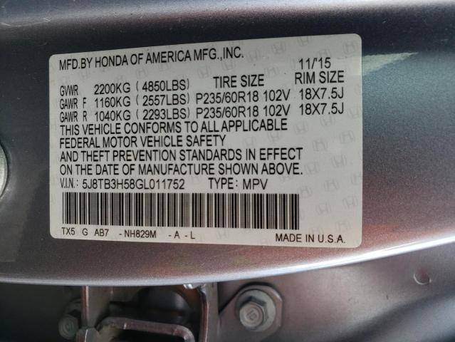 Photo 9 VIN: 5J8TB3H58GL011752 - ACURA RDX 