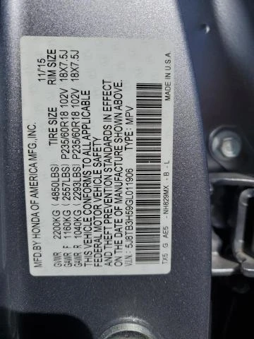 Photo 13 VIN: 5J8TB3H59GL011906 - ACURA RDX TECHNO 