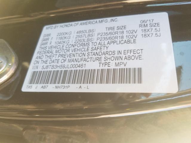 Photo 9 VIN: 5J8TB3H59JL000461 - ACURA RDX TECHNO 