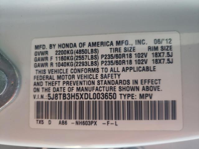 Photo 9 VIN: 5J8TB3H5XDL003650 - ACURA RDX TECHNO 