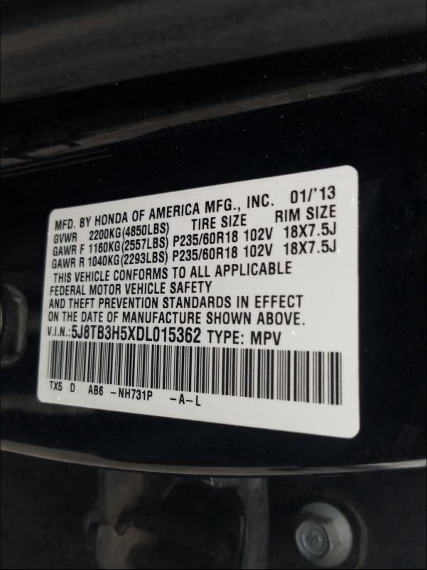 Photo 9 VIN: 5J8TB3H5XDL015362 - ACURA RDX TECHNO 