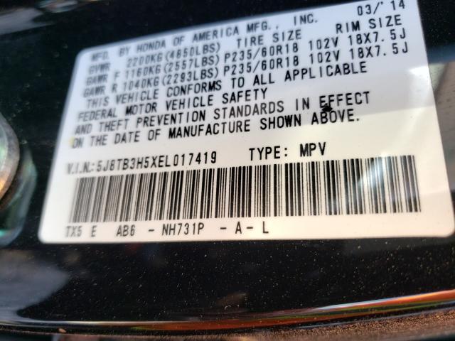 Photo 9 VIN: 5J8TB3H5XEL017419 - ACURA RDX TECHNO 