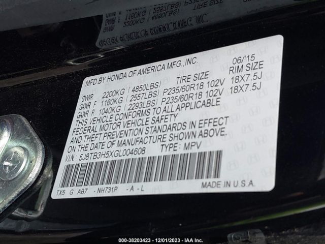 Photo 8 VIN: 5J8TB3H5XGL004608 - ACURA RDX TECHNO 