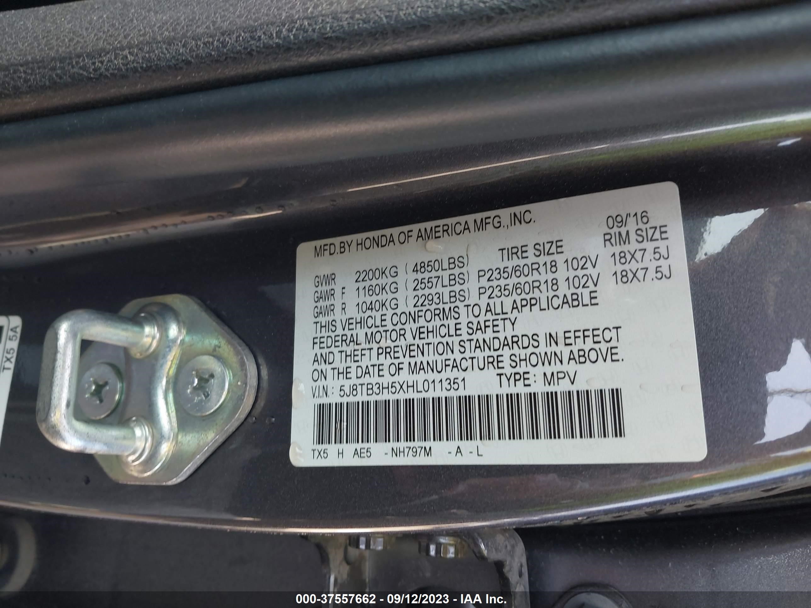 Photo 8 VIN: 5J8TB3H5XHL011351 - ACURA RDX 