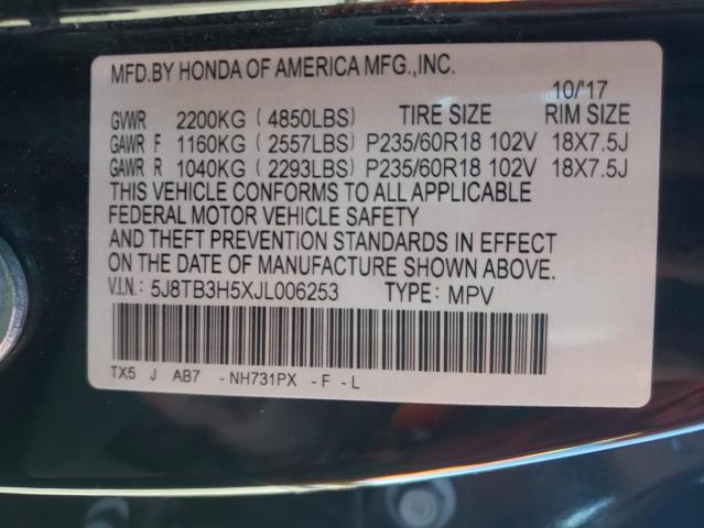 Photo 9 VIN: 5J8TB3H5XJL006253 - ACURA RDX TECHNO 