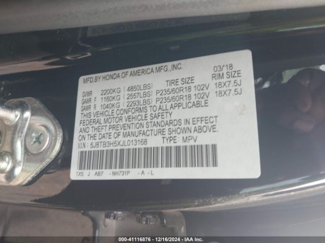 Photo 8 VIN: 5J8TB3H5XJL013168 - ACURA RDX 