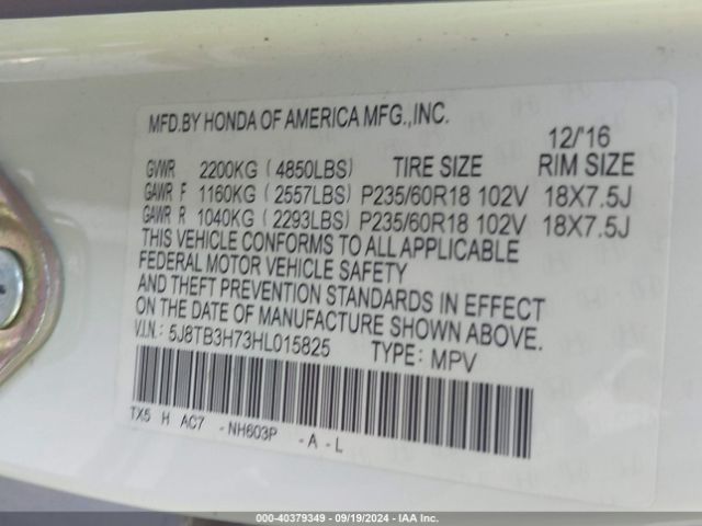 Photo 8 VIN: 5J8TB3H73HL015825 - ACURA RDX 