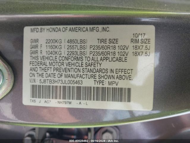 Photo 8 VIN: 5J8TB3H73JL005463 - ACURA RDX 