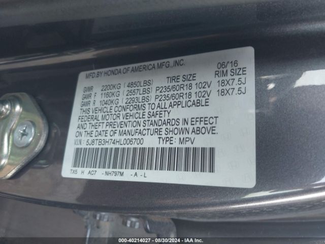 Photo 8 VIN: 5J8TB3H74HL006700 - ACURA RDX 