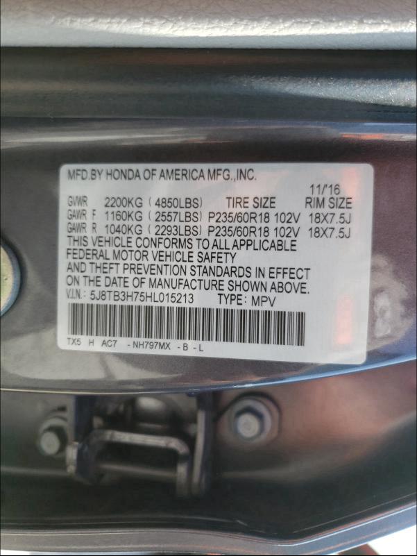 Photo 9 VIN: 5J8TB3H75HL015213 - ACURA RDX ADVANC 