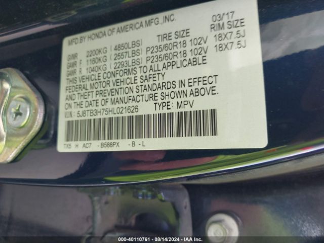 Photo 8 VIN: 5J8TB3H75HL021626 - ACURA RDX 