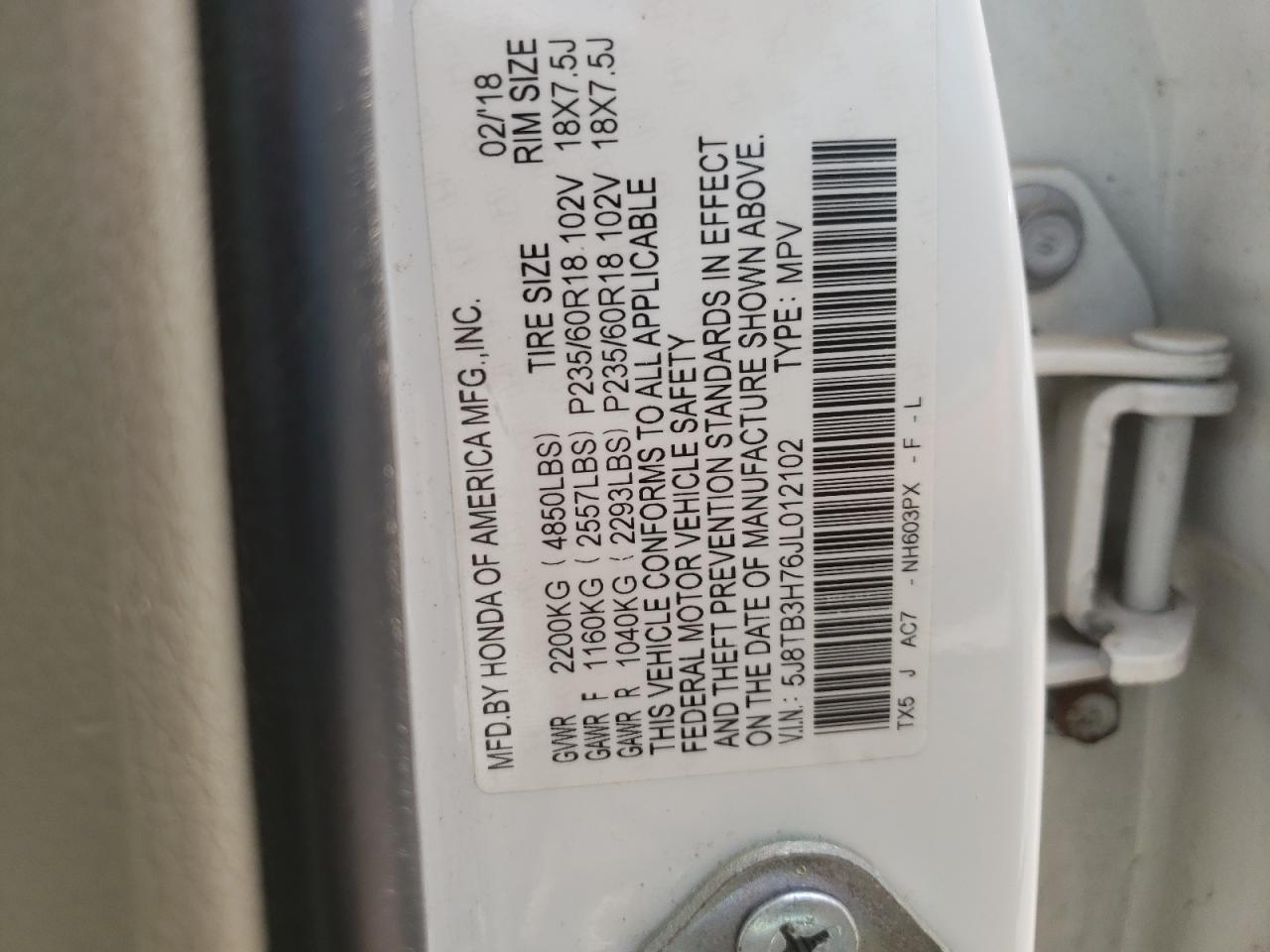 Photo 11 VIN: 5J8TB3H76JL012102 - ACURA RDX 