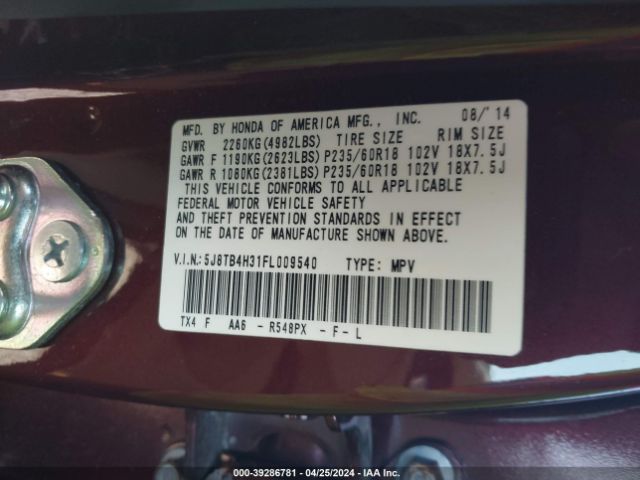 Photo 8 VIN: 5J8TB4H31FL009540 - ACURA RDX 