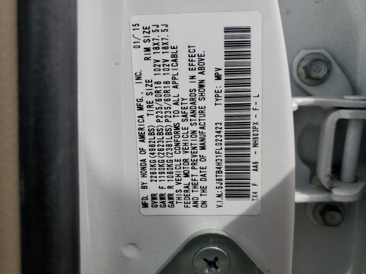 Photo 11 VIN: 5J8TB4H31FL023423 - ACURA RDX 