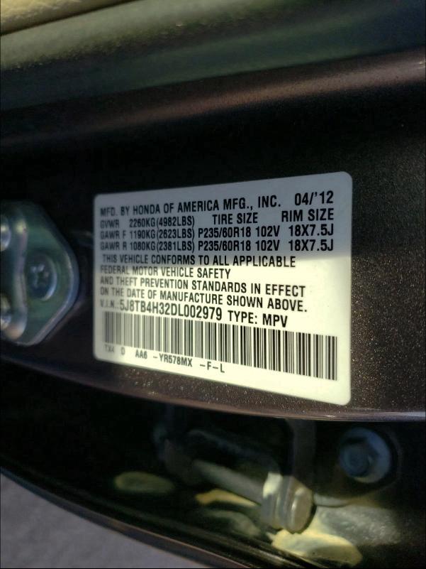 Photo 9 VIN: 5J8TB4H32DL002979 - ACURA RDX 