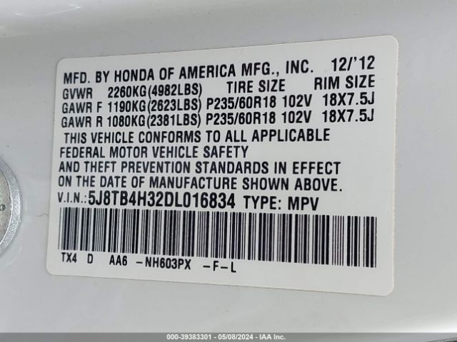 Photo 8 VIN: 5J8TB4H32DL016834 - ACURA RDX 