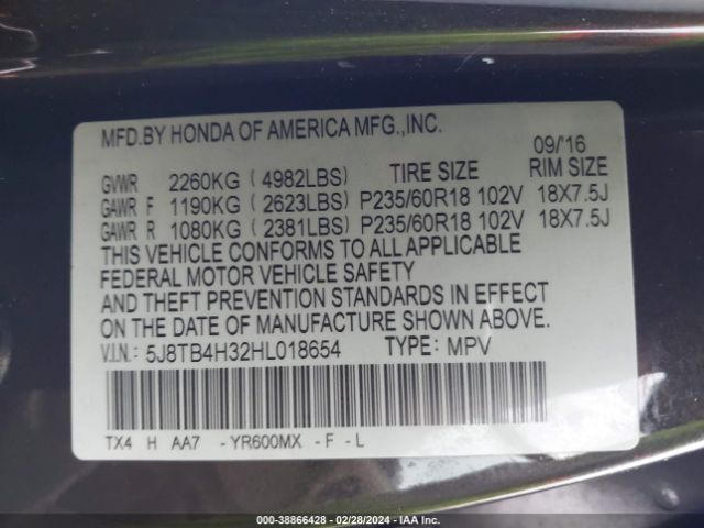 Photo 8 VIN: 5J8TB4H32HL018654 - ACURA RDX 