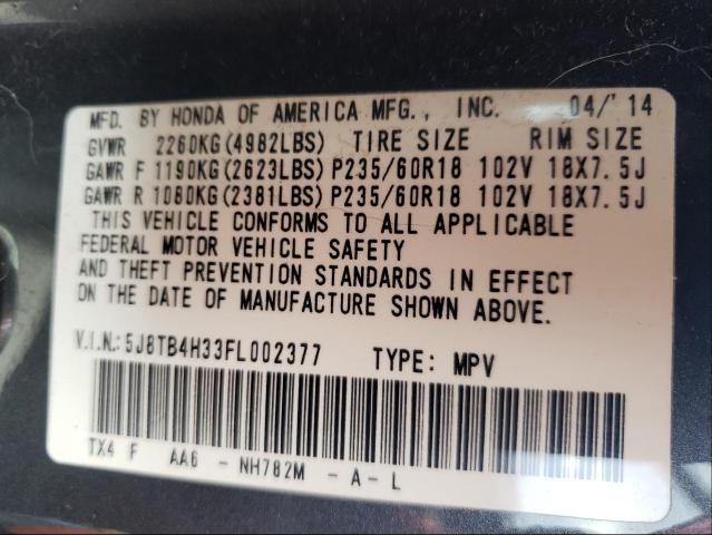 Photo 9 VIN: 5J8TB4H33FL002377 - ACURA RDX 