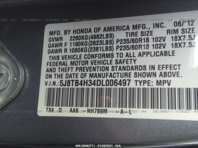 Photo 8 VIN: 5J8TB4H34DL006497 - ACURA RDX 