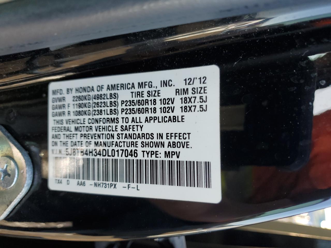 Photo 12 VIN: 5J8TB4H34DL017046 - ACURA RDX 