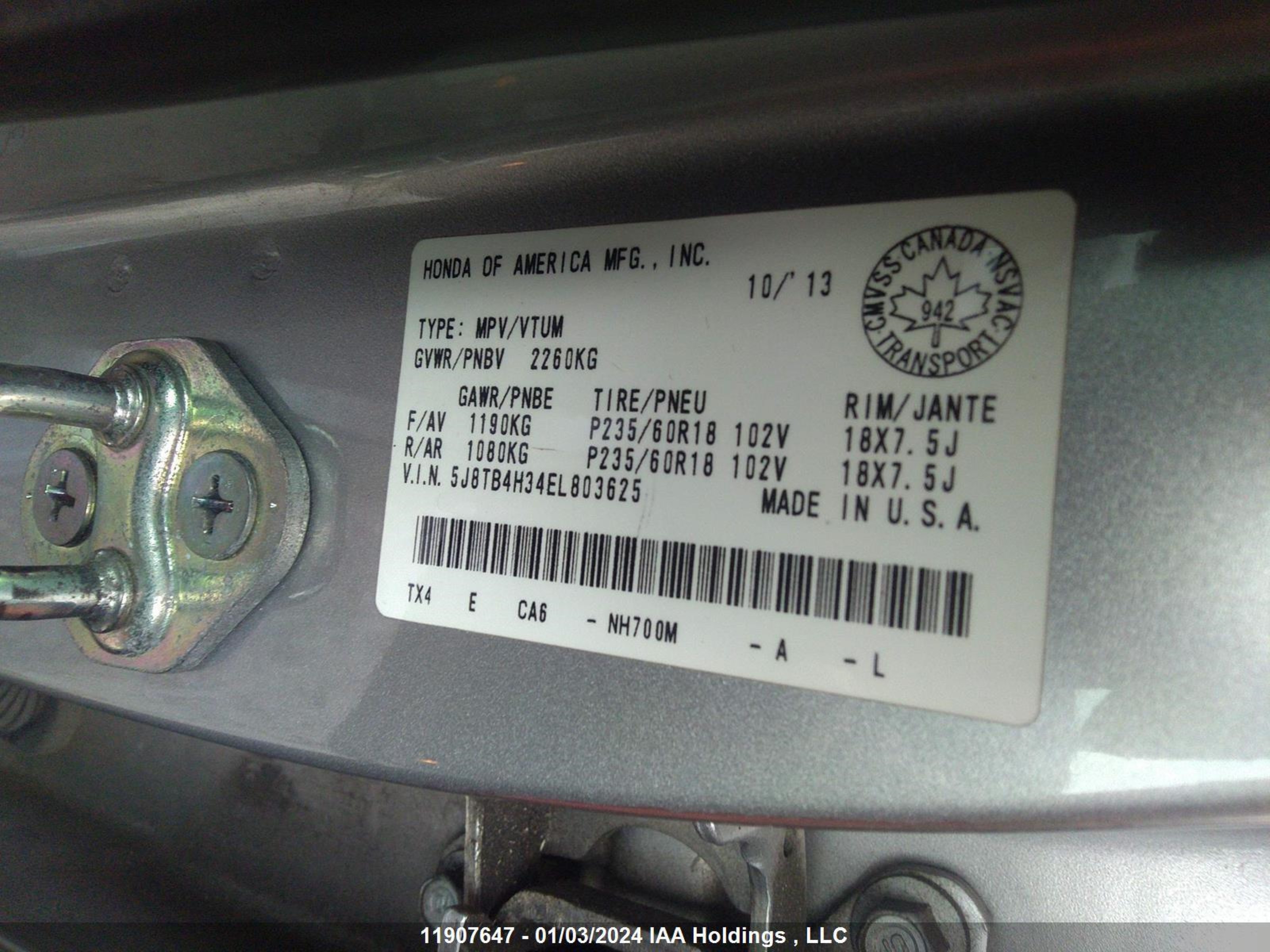 Photo 8 VIN: 5J8TB4H34EL803625 - ACURA RDX 