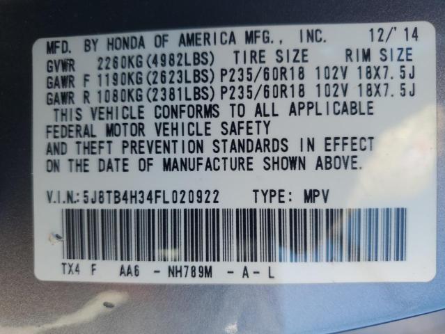 Photo 12 VIN: 5J8TB4H34FL020922 - ACURA RDX 