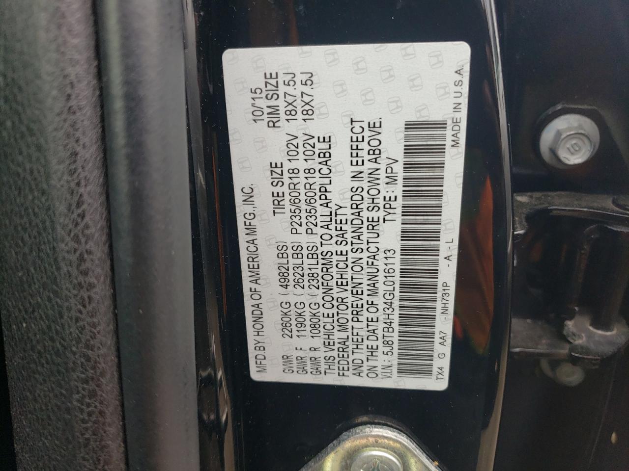 Photo 12 VIN: 5J8TB4H34GL016113 - ACURA RDX 