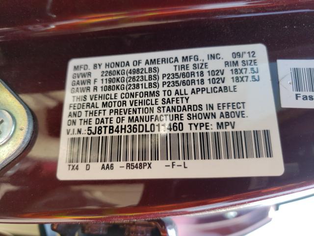 Photo 9 VIN: 5J8TB4H36DL011460 - ACURA RDX 