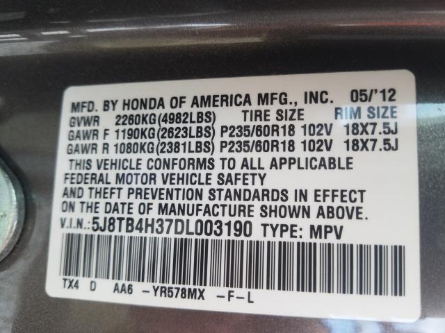 Photo 9 VIN: 5J8TB4H37DL003190 - ACURA RDX 