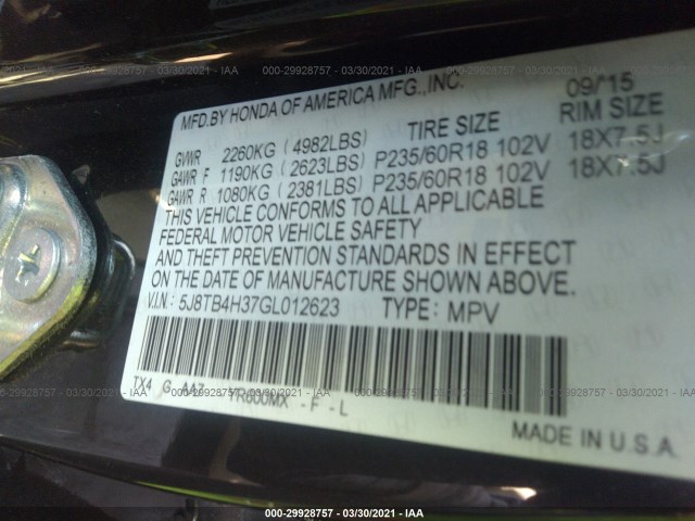 Photo 8 VIN: 5J8TB4H37GL012623 - ACURA RDX 