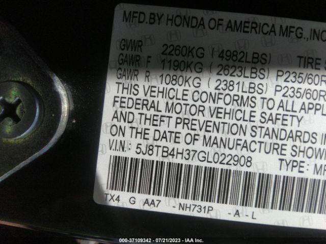 Photo 8 VIN: 5J8TB4H37GL022908 - ACURA RDX 