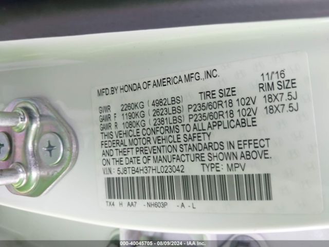 Photo 8 VIN: 5J8TB4H37HL023042 - ACURA RDX 