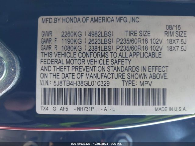 Photo 8 VIN: 5J8TB4H38GL010329 - ACURA RDX 