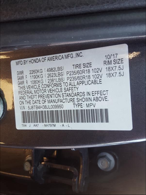 Photo 9 VIN: 5J8TB4H38JL009950 - ACURA RDX 