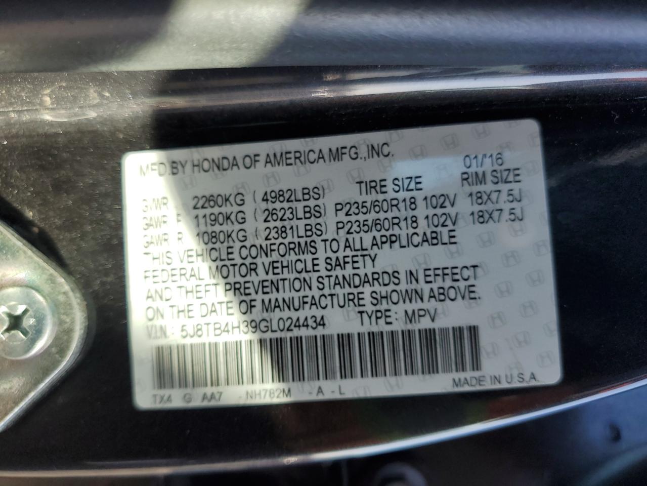 Photo 11 VIN: 5J8TB4H39GL024434 - ACURA RDX 